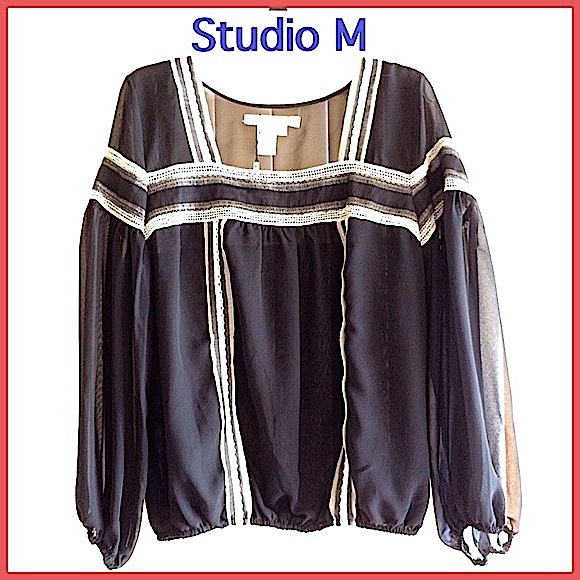 Max M  Sheer Peasant Top (NEW) - Picture 1 of 2